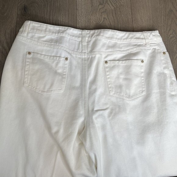 Anne Klein Jeans Womens 14 White 5 Pocket Jeans Embroidery detail at Hem - Picture 9 of 14